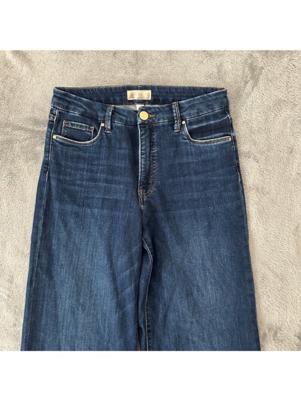 Kut From The Kloth Meg Fab Ab Wide Leg High Rise Dark Wash Jeans 4 Raw Hem - Picture 2 of 8